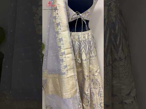 Elegant Grey Banarasi Organza Silk Unstitched Lehenga Set - Luxurion World