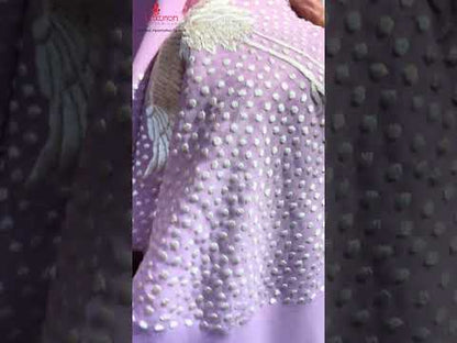 Blue Hand Embroidered Parsi Organza Flower Design Dupatta - Luxurion World