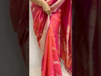 Pink Handloom Banarasi Pure Katan Silk Animal Design Saree - Luxurion World