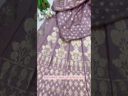 Blue Banarasi Silk Unstitched Lehenga Set - Luxurion World