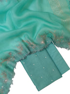 Elegant Banarasi Chanderi Silk Mirror Work Suit with Organza Dupatta - Luxurion World