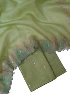 Elegant Banarasi Chanderi Silk Mirror Work Suit with Organza Dupatta - Luxurion World