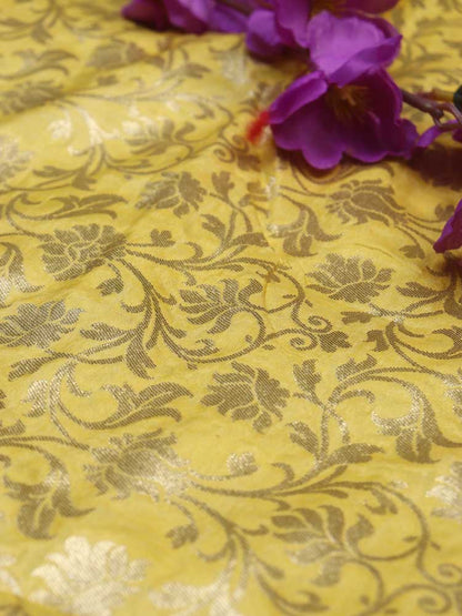 Radiant Yellow Banarasi Silk Fabric - 5 Meters of Luxurious Elegance - Luxurion World