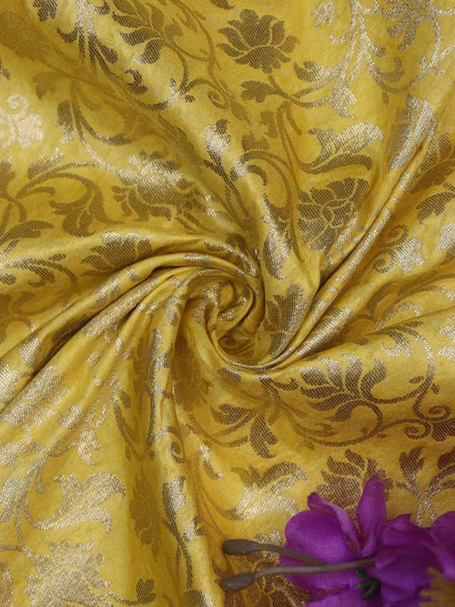 Radiant Yellow Banarasi Silk Fabric - 5 Meters of Luxurious Elegance - Luxurion World