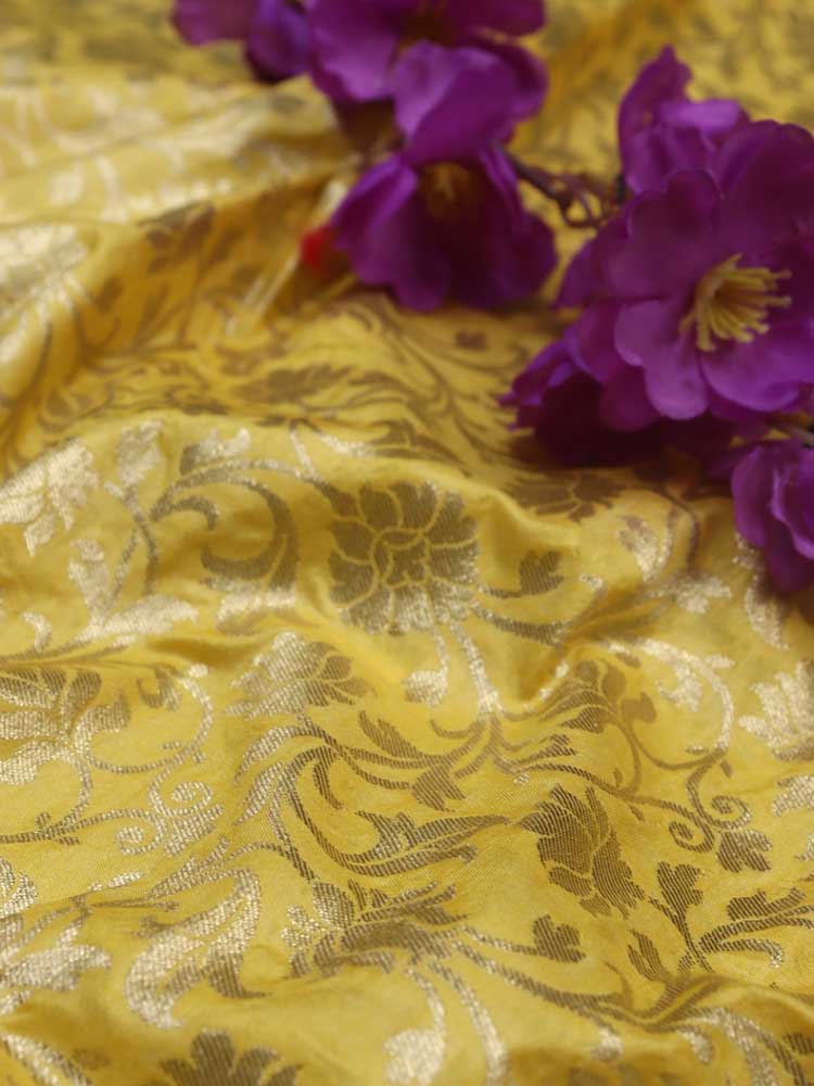 Radiant Yellow Banarasi Silk Fabric - 5 Meters of Luxurious Elegance - Luxurion World