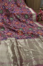 Pink Handloom Banarasi Pure Katan Silk Jaal Work Meenakari Saree - Luxurion World
