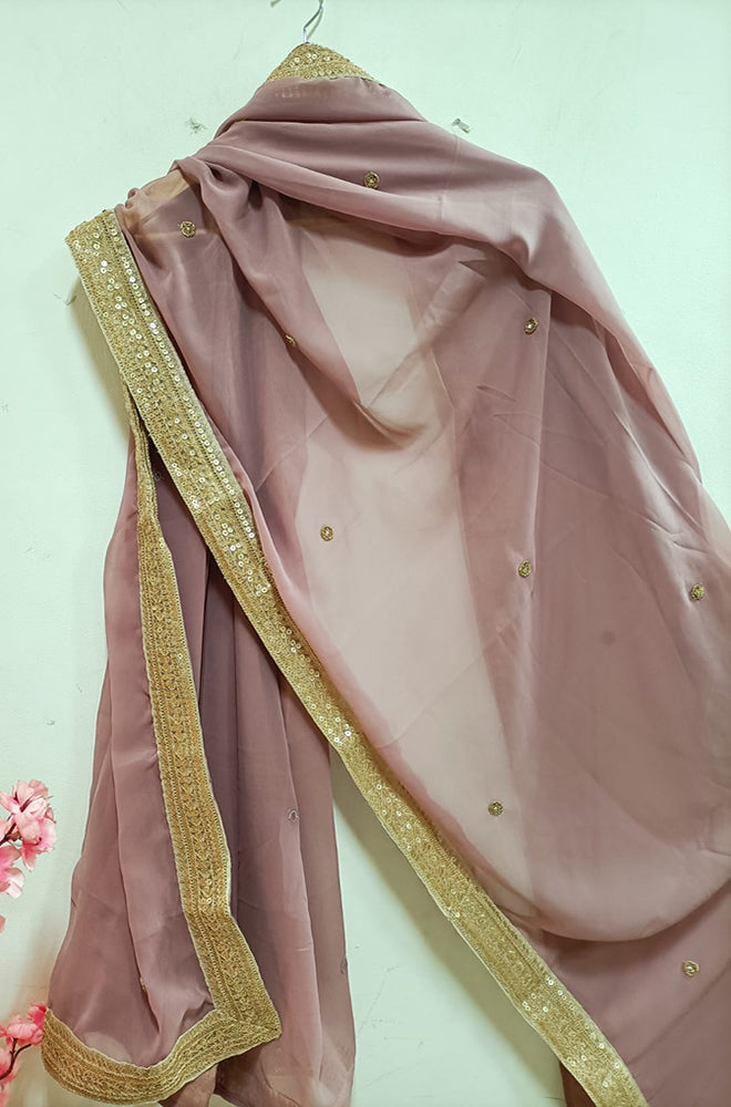 Purple Trendy Georgette Heavy Lace Dupatta - Luxurion World