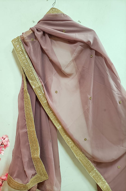 Purple Trendy Georgette Heavy Lace Dupatta - Luxurion World