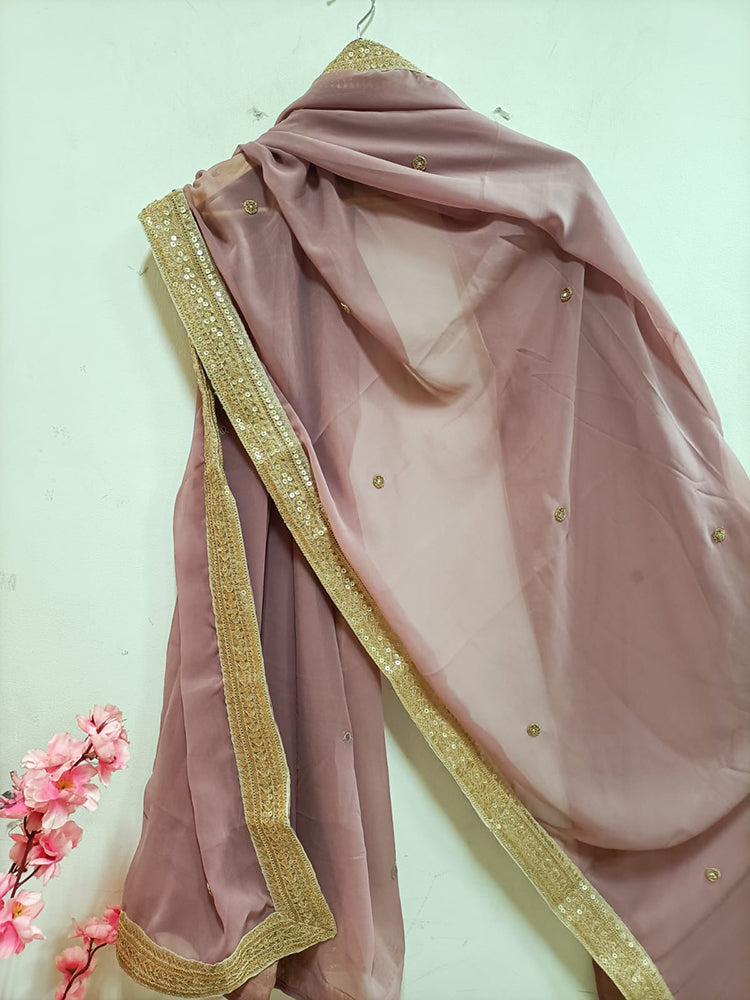 Purple Trendy Georgette Heavy Lace Dupatta - Luxurion World