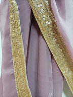 Purple Trendy Georgette Heavy Lace Dupatta - Luxurion World