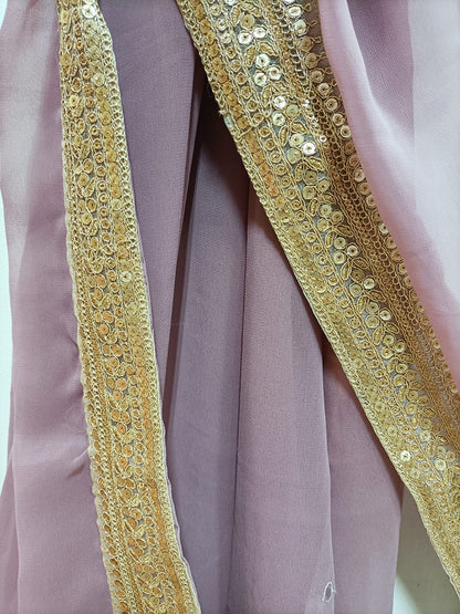 Purple Trendy Georgette Heavy Lace Dupatta - Luxurion World