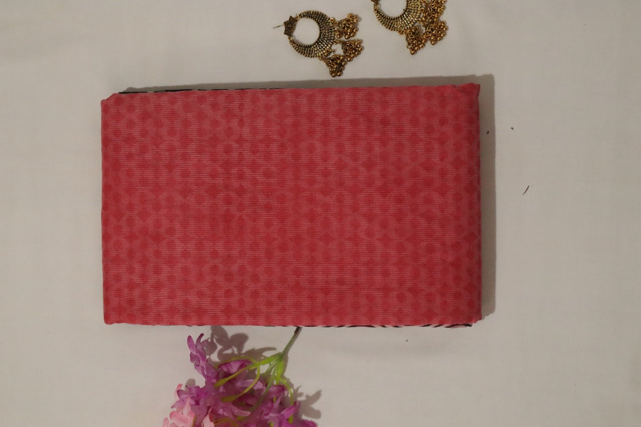 Pink Block Printed Cotton Saree - Luxurion World