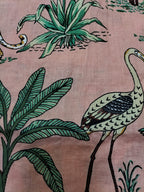 Pink Block Printed Cotton Fabric ( 1 Mtr ) - Luxurion World