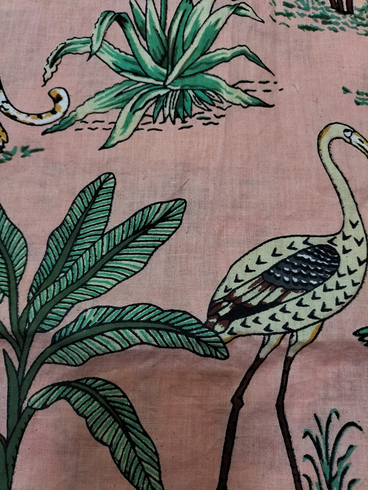 Pink Block Printed Cotton Fabric ( 1 Mtr ) - Luxurion World