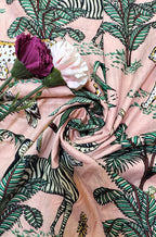 Pink Block Printed Cotton Fabric ( 1 Mtr ) - Luxurion World