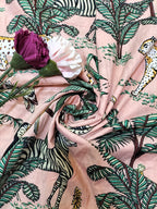 Pink Block Printed Cotton Fabric ( 1 Mtr ) - Luxurion World