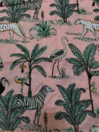Pink Block Printed Cotton Fabric ( 1 Mtr ) - Luxurion World
