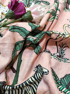 Pink Block Printed Cotton Fabric ( 1 Mtr ) - Luxurion World