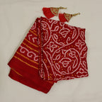 Red Bandhani Gajji Silk Dupatta - Luxurion World