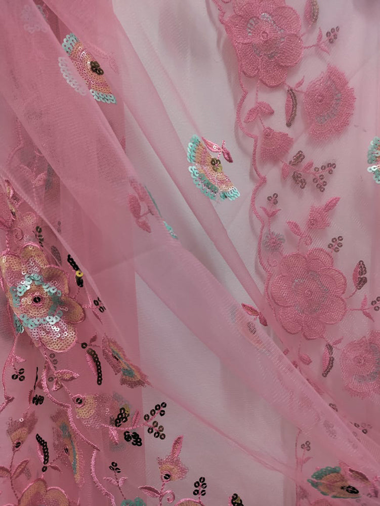 Pink Trendy Net Sequence Work Dupatta - Luxurion World
