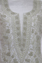 Pastel Embroidered Chikankari Chanderi Silk Two Piece Unstitched Suit Set - Luxurion World