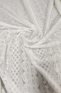 White Embroidered Chikankari Georgette Fabric (2.5 Mtr) - Luxurion World