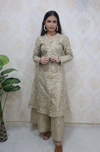 Pastel Notch Collor Kurti With A - Line Palazzo - Luxurion World
