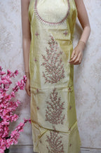 Yellow Gota Patti Chanderi Silk Unstitched Kurti - Luxurion World