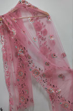Pink Trendy Net Sequence Work Dupatta - Luxurion World