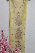 Yellow Gota Patti Chanderi Silk Unstitched Kurti - Luxurion World