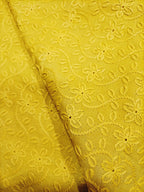Yellow Embroiderded Chikankari Cotton Stitched Pant - Luxurion World