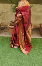 Maroon Handloom Kanjeevaram Pure Silk Saree - Luxurion World