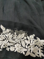 Black Hand Embroidered Parsi Gara Pure Georgette Saree - Luxurion World