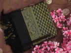 Black Handloom Kanjeevaram Pure Silk Dupatta - Luxurion World