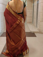 Maroon Handloom Kanjeevaram Pure Silk Saree - Luxurion World