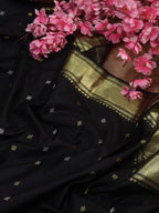 Black Handloom Kanjeevaram Pure Silk Dupatta - Luxurion World