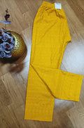 Yellow Embroiderded Chikankari Cotton Stitched Pant - Luxurion World