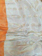 Orange and Pink Handloom Banarasi Paithani Pure Katan Silk Kadwa Meenakari Saree - Luxurion World