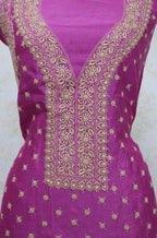 Pink Embroidered Chikankari Chanderi Silk Two Piece Unstitched Suit Set - Luxurion World