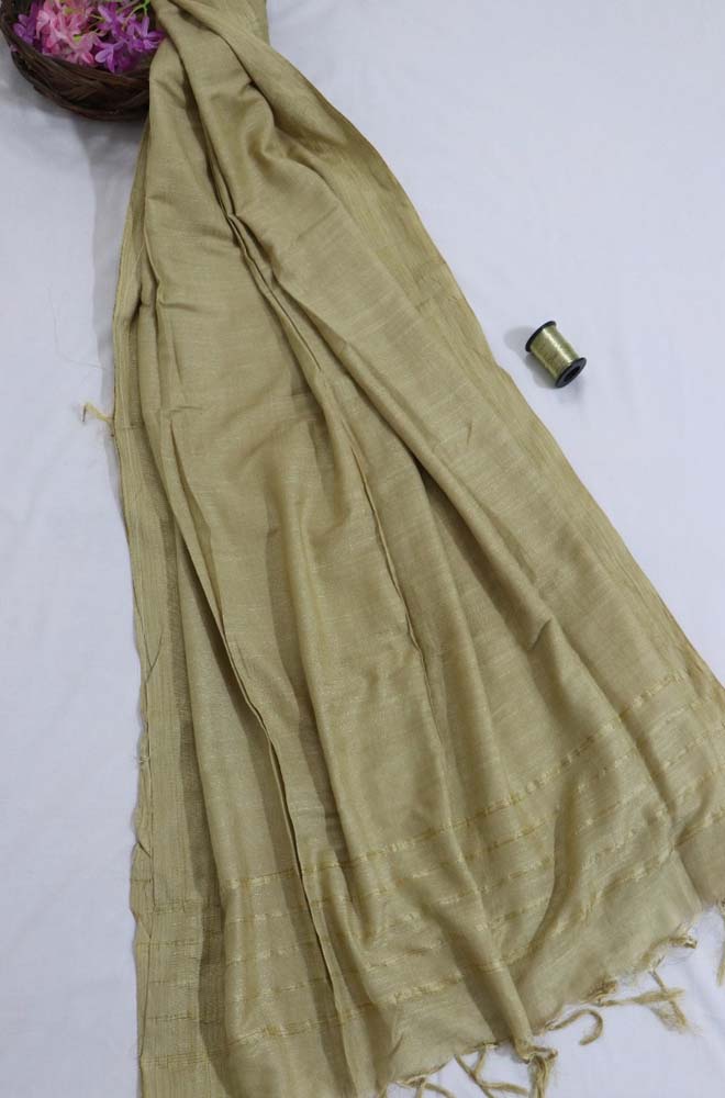 Pastel Handloom Bhagalpur Cotton Temple Design Dupatta - Luxurion World