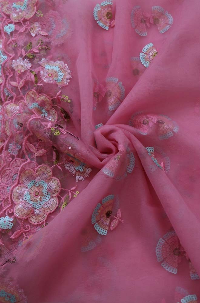 Pink Trendy Net Sequence Work Dupatta - Luxurion World