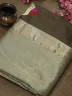 Pastel Handloom Banarasi Uchant Weave Tissue Katan Silk Parrot Design Saree - Luxurion World