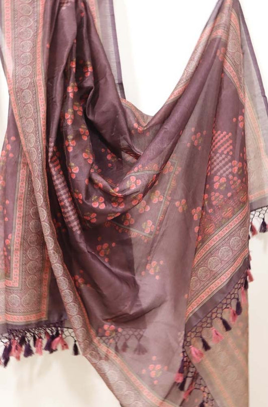 Multicolor Digital Printed Chanderi Silk Dupatta - Luxurion World