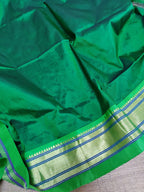 Green Handloom Paithani Pure Silk Peacock Design Pallu Saree - Luxurion World