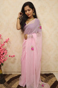 Pink Gota Patti Chiffon Saree - Luxurion World