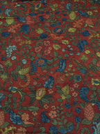 Red Pen Kalamkari Pure Silk Fabric ( 1 Mtr ) - Luxurion World