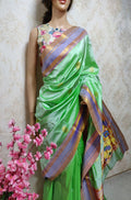 Green Handloom Paithani Pure Silk Saree - Luxurion World