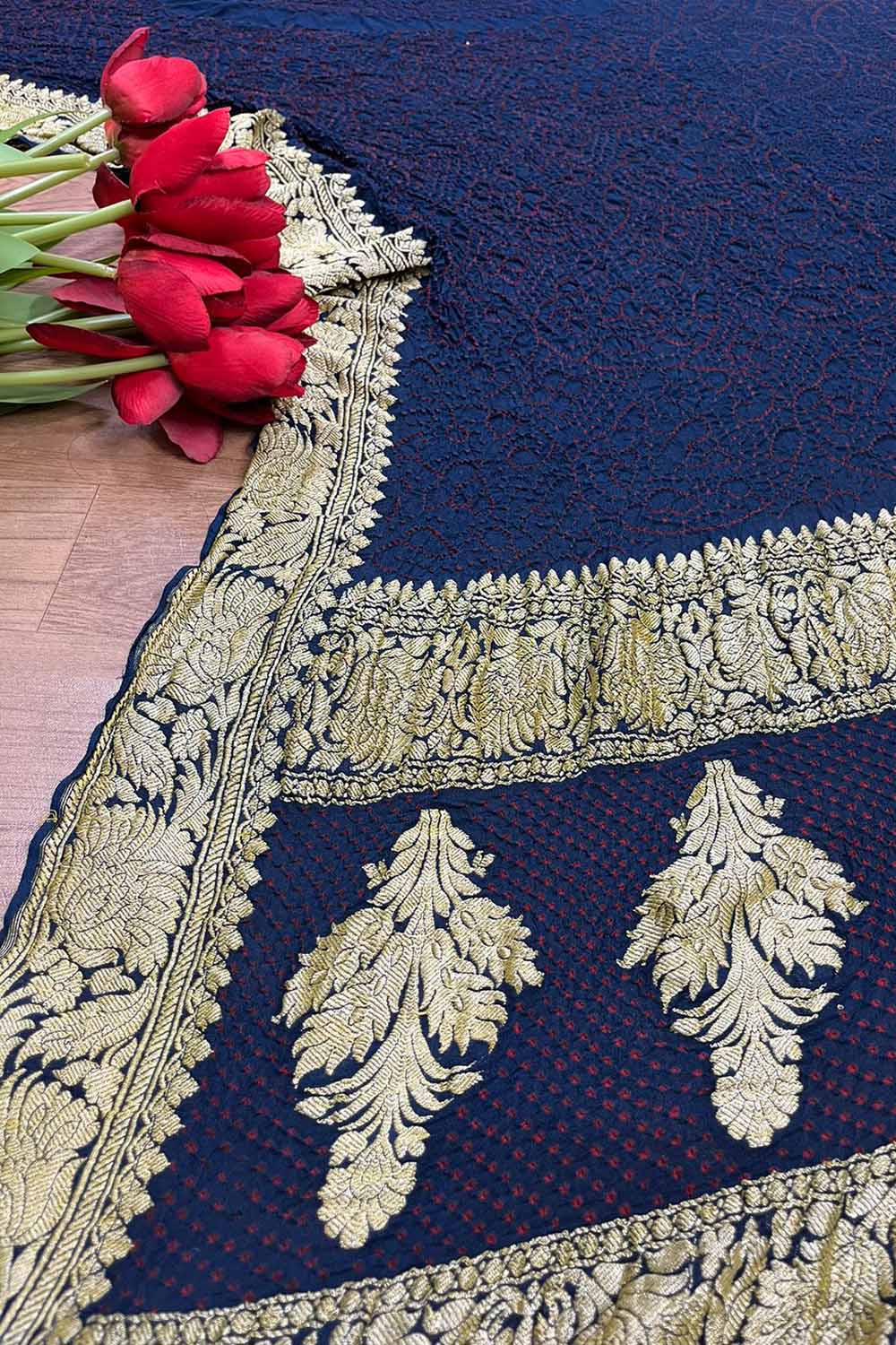 Stunning Blue Bandhani Georgette Dupatta for Elegant Attire - Luxurion World