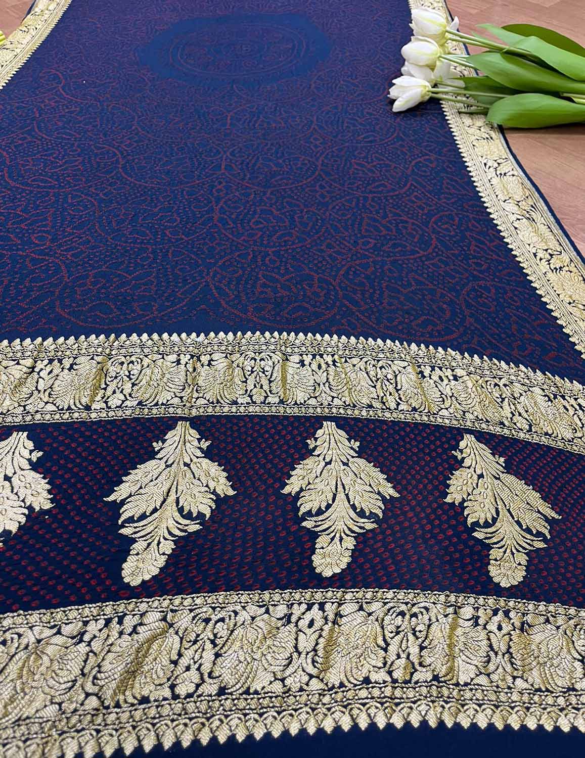 Stunning Blue Bandhani Georgette Dupatta for Elegant Attire - Luxurion World