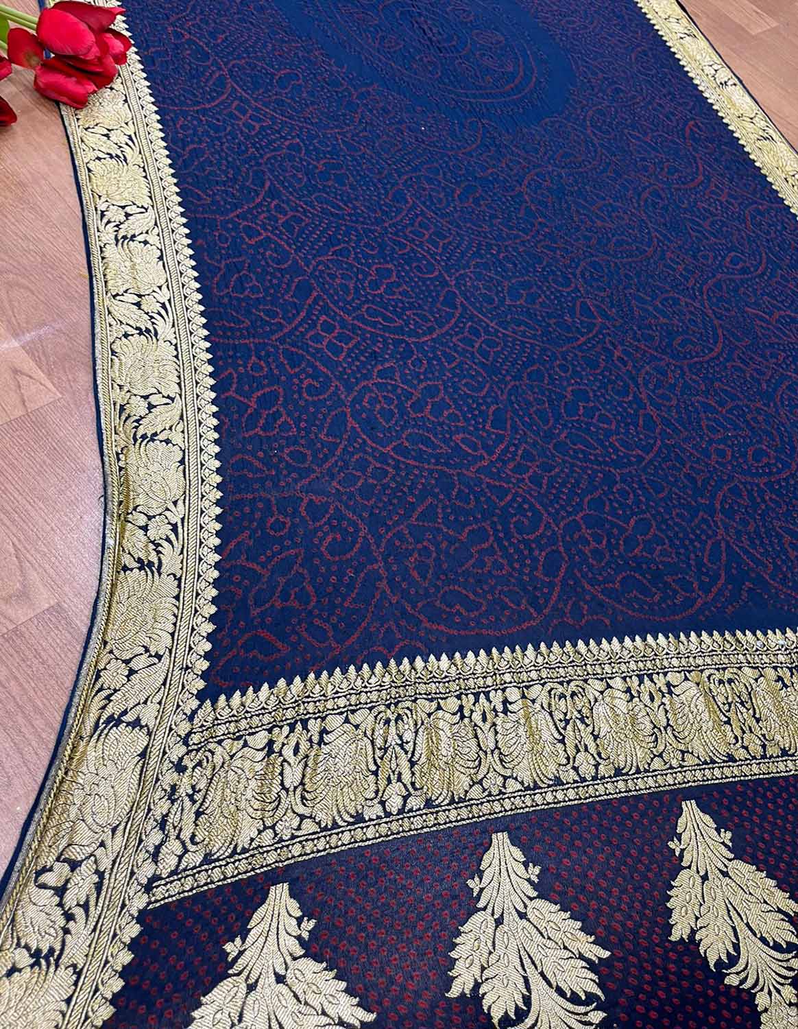 Stunning Blue Bandhani Georgette Dupatta for Elegant Attire - Luxurion World